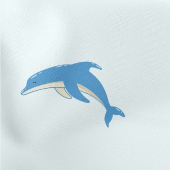 Cartoon Blue Dolphin Lightweight Cotton Poplin