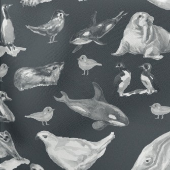 Watercolor Hand Drawn Birds Lightweight Cotton Poplin
