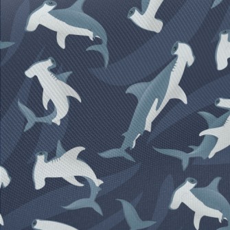 Cartoon Hammerhead Shark Midweight Cotton Poplin