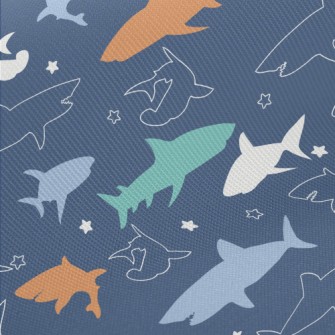 Colorful Shark Silhouette Midweight Cotton Poplin