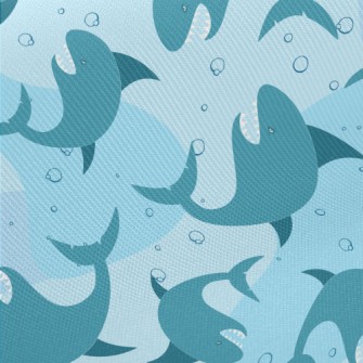 Angry Cartoon Shark Midweight Cotton Poplin