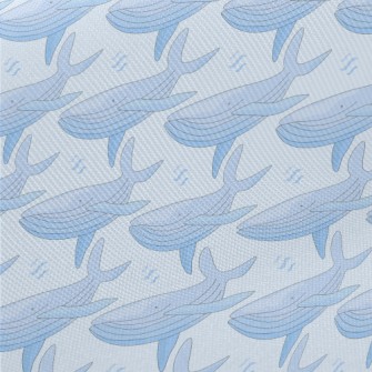 Cartoon Gentle Blue Whale Midweight Cotton Poplin