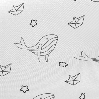 Hand Drawn Cute Whale Midweight Cotton Poplin