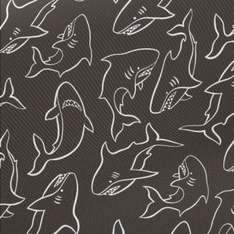 Angry Hand Drawn Shark Midweight Cotton Poplin
