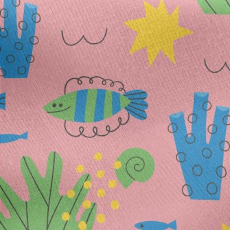 Coral Reef And Small Fish Jersey Backed Fleece