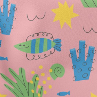 Coral Reef And Small Fish Lightweight Cotton Poplin