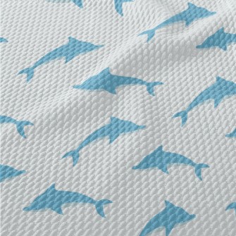 Blue Dolphin Illustration Birdseye Piqué