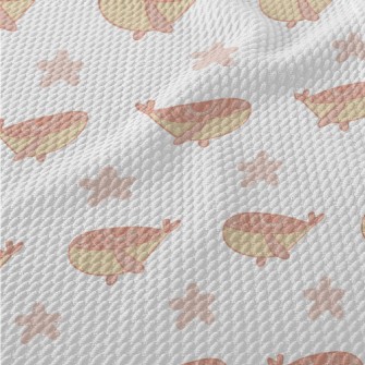 Hand Drawn Pink Whale Birdseye Piqué