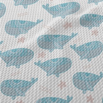 Cute Blue Whale Birdseye Piqué
