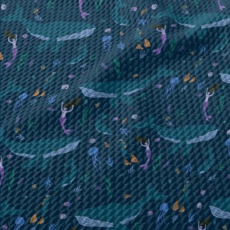 Undersea Diving Beauty Birdseye Piqué