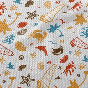 Colorful Beach Silhouette Birdseye Piqué