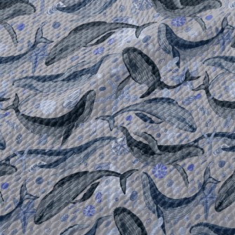 Elegant Hand Drawn Whale Birdseye Piqué