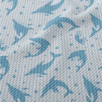 Cute Cartoon Dolphin Birdseye Piqué