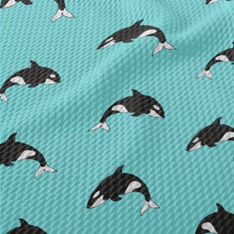 Cute Cartoon Killer Whale Birdseye Piqué