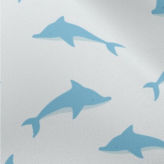 Blue Dolphin Illustration Chiffon