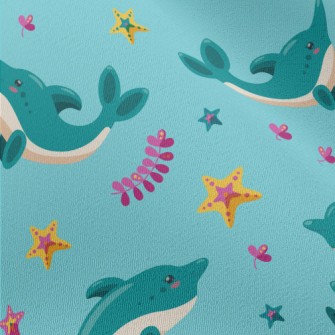 Cartoon Dolphin And Starfish Chiffon