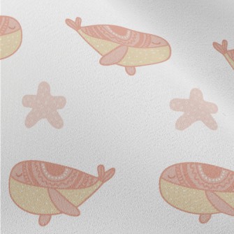 Hand Drawn Pink Whale Chiffon