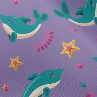 Cartoon Blue Dolphin Chiffon