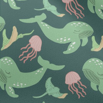 Green Whale Pink Jellyfish Chiffon