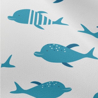 Cartoon Dolphin Pattern Chiffon