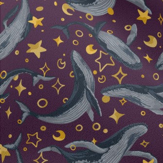 Hand Drawn Whale And Stars Chiffon