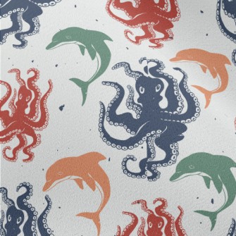 Colorful Octopus And Dolphin Chiffon