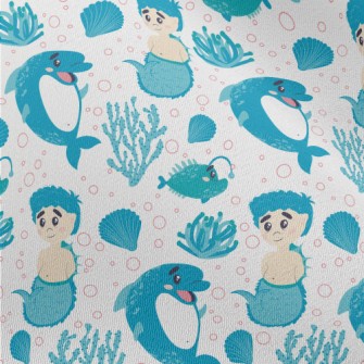 Dolphin And Mermaid Boy Chiffon