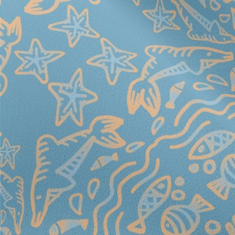 Hand Drawn Marine Life Chiffon