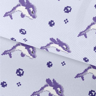 Pixel Style Purple Dolphin Waterproof Oxford
