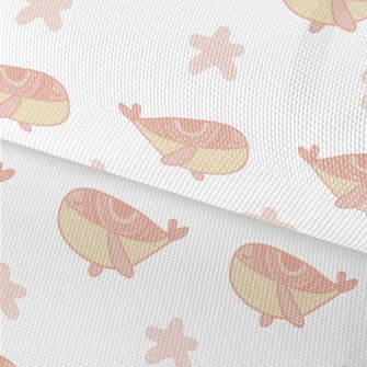 Hand Drawn Pink Whale Waterproof Oxford