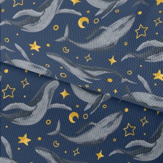 Hand Drawn Blue Whale With Sta Waterproof Oxford