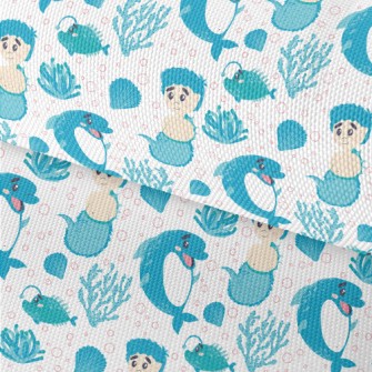 Dolphin And Mermaid Boy Waterproof Oxford