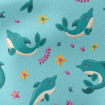 Cartoon Dolphin And Starfish Waterproof Canvas