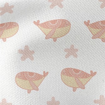 Hand Drawn Pink Whale Waterproof Canvas