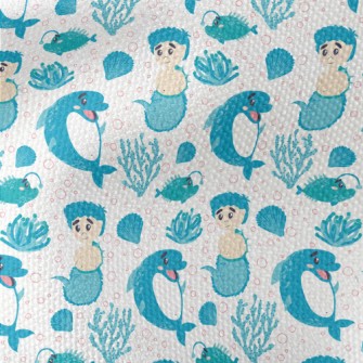 Dolphin And Mermaid Boy Waterproof Canvas