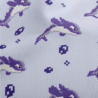 Pixel Style Purple Dolphin Athletic Mesh Flat Back