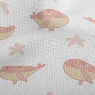 Hand Drawn Pink Whale Athletic Mesh Flat Back