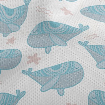 Cute Blue Whale Athletic Mesh Flat Back