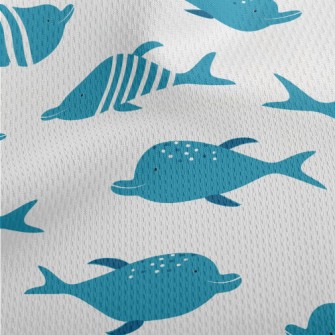 Cartoon Dolphin Pattern Athletic Mesh Flat Back