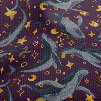 Hand Drawn Whale And Stars Athletic Mesh Flat Back