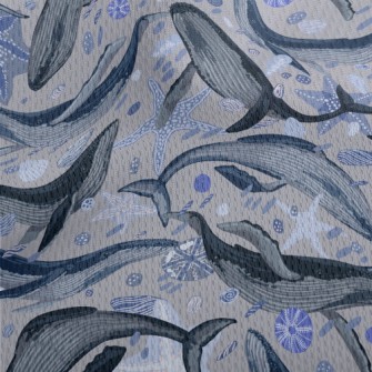 Elegant Hand Drawn Whale Athletic Mesh Flat Back