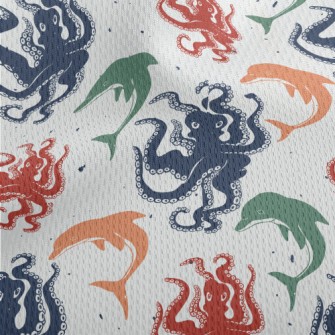 Colorful Octopus And Dolphin Athletic Mesh Flat Back