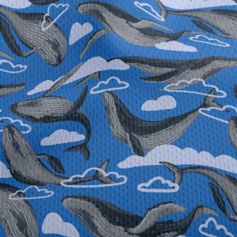 Hand Drawn Whale In The Sky Athletic Mesh Flat Back