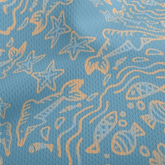 Hand Drawn Marine Life Athletic Mesh Flat Back