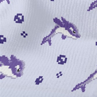 Pixel Style Purple Dolphin Terry