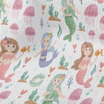 Colorful Watercolor Mermaid Terry