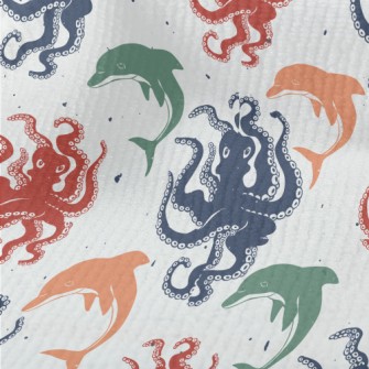 Colorful Octopus And Dolphin Terry