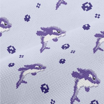 Pixel Style Purple Dolphin Performance Linen