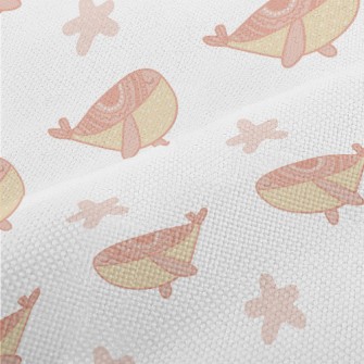 Hand Drawn Pink Whale Performance Linen