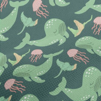 Green Whale Pink Jellyfish Performance Linen